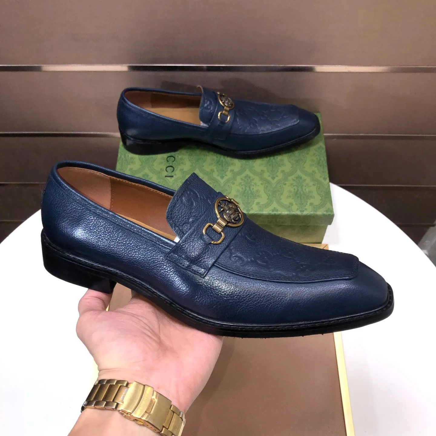 Men's men's shoes💰460💰【GUCCI】 (Niuli) new style🍀Gucci* - top version Gucci new leather shoes! It is made of imported original materials and has a comfortable first layer of cowhide lining! Original wear-resistant rubber outsole! High quality products! Code number 38-45 (45 customized)